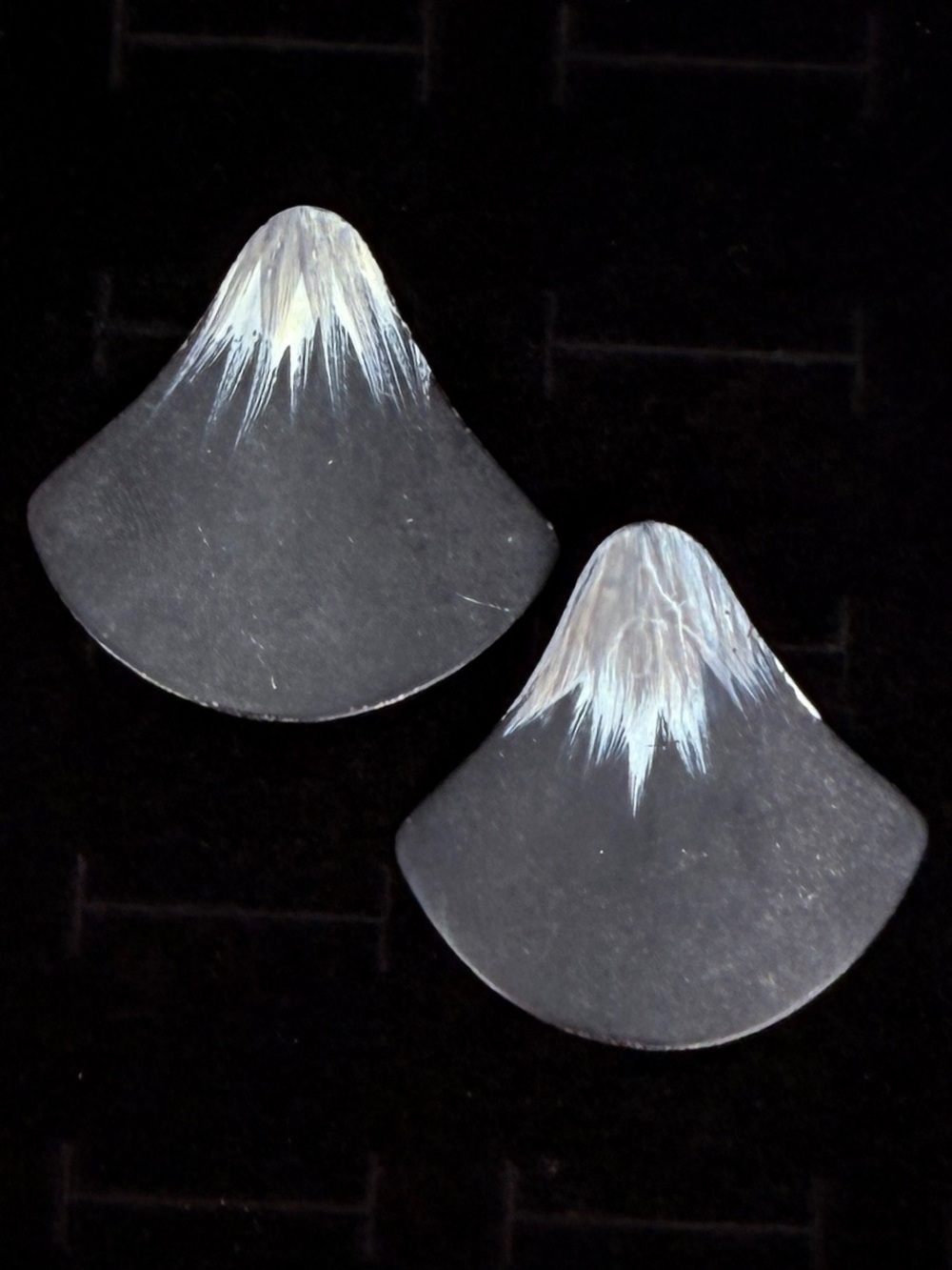 Vintage black painted costume pierced earrings